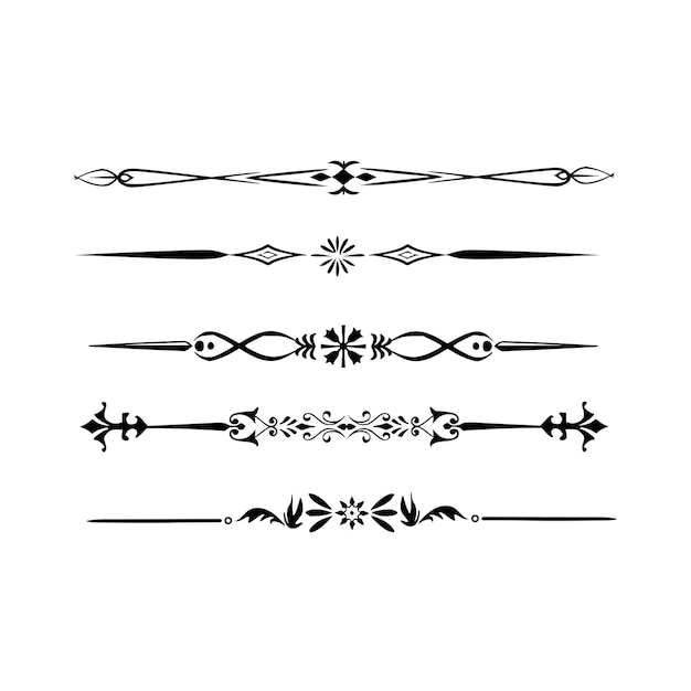 Vector a set of line art design elements for a set of decorative borders.