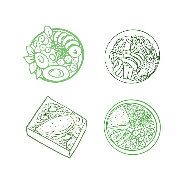 Set of Line Art Food Ingredients for Cooking and Baking