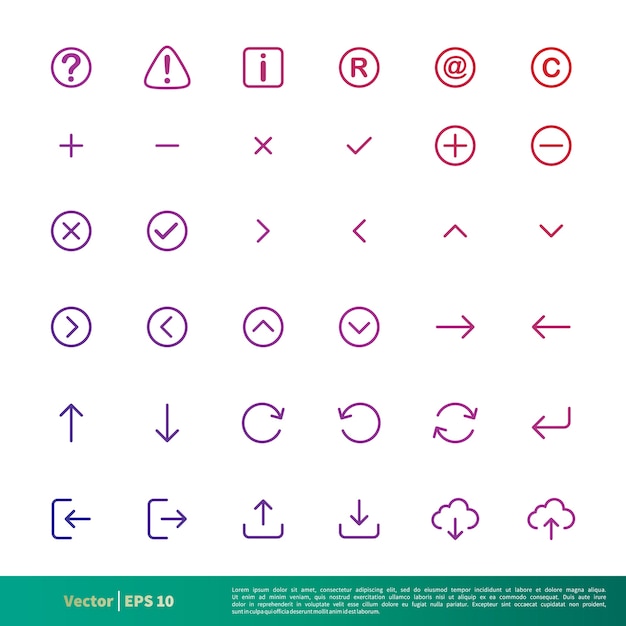 Set Line Art Icon Vector Template