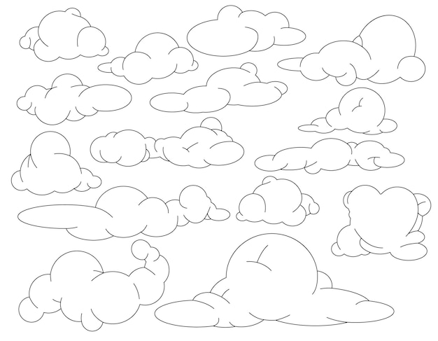 Set of line clouds on a transparent background elements for design social networks Vector graphics