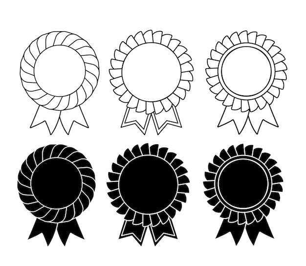 Vector set of line and filled medals icon .