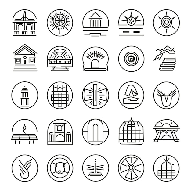 Set line icons of architectural Outline vector set