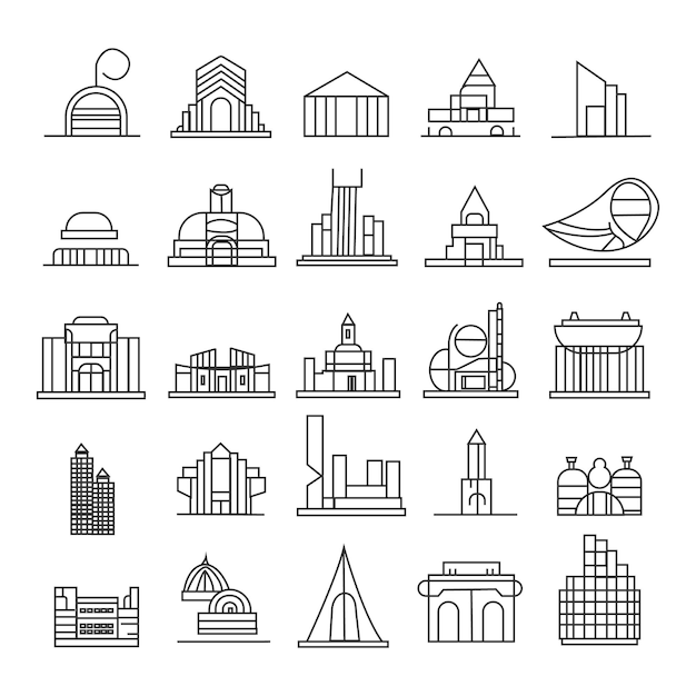 Set line icons of architectural Outline vector set