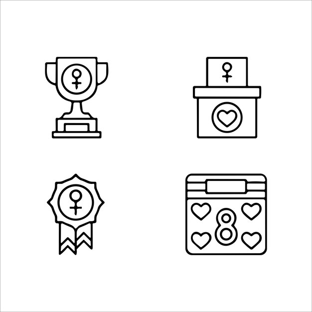 Vector set of line icons of woman