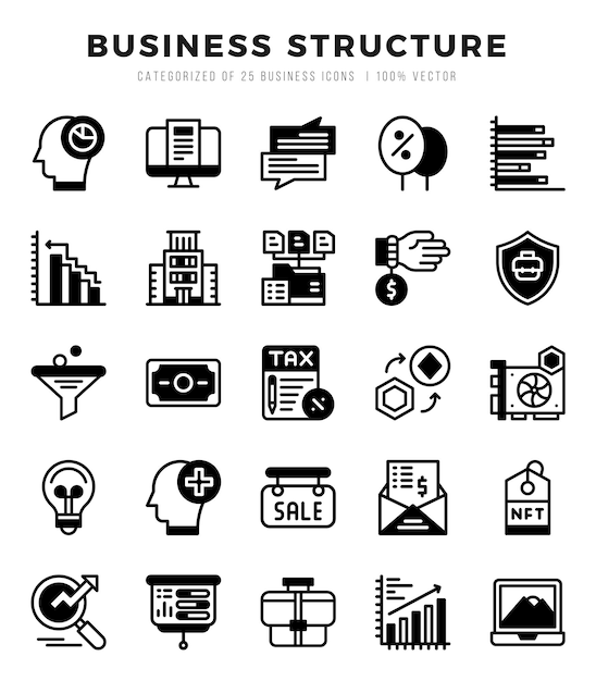 Vector set of lineal filled business structure icons lineal filled art icon vector illustration