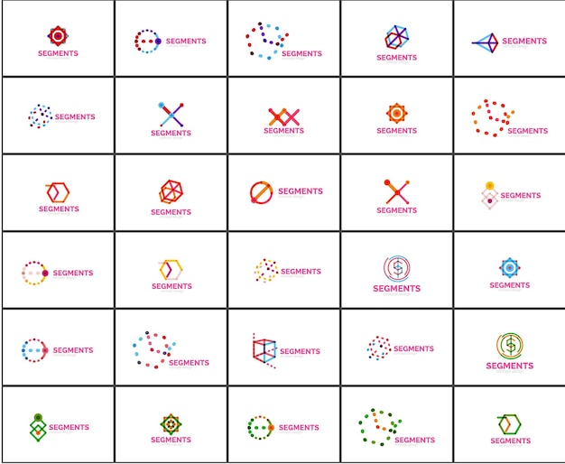 Набор линейных абстрактных логотипов Вихревой круг бесконечной петли и других концепций Шаблоны логотипов брендов