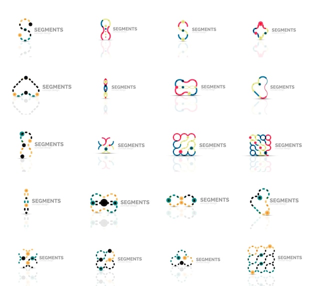 Set di loghi astratti lineari swirl circle infinity loop e altri concetti modelli di marchio logotipo