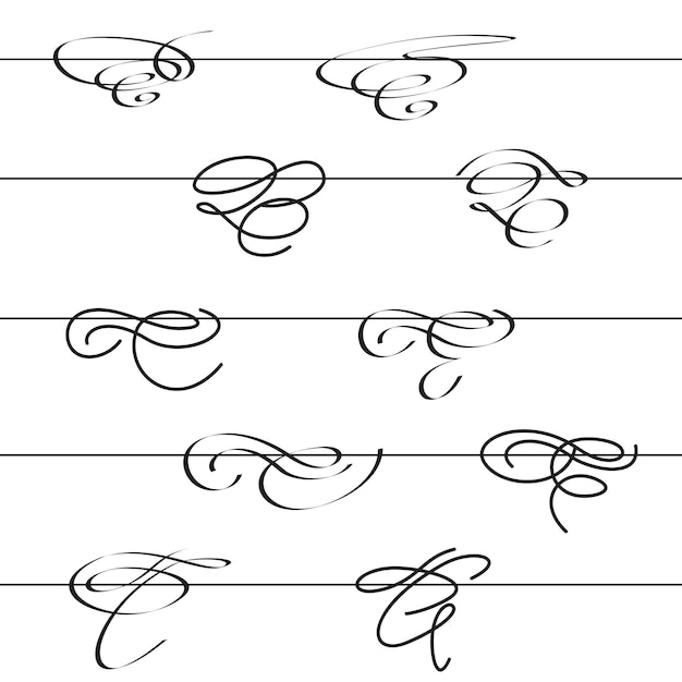 Vector set of linear decorative vignettes