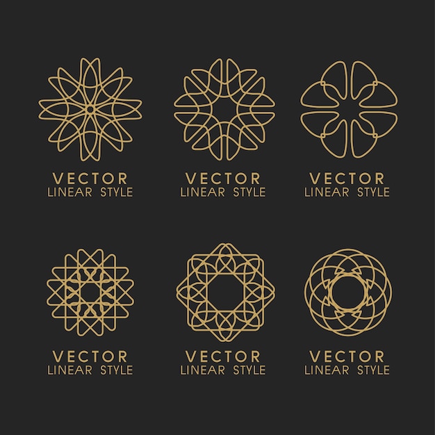 set of linear floral logo template