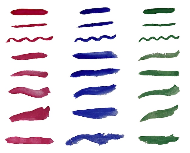 Set of lines with watercolor brushes