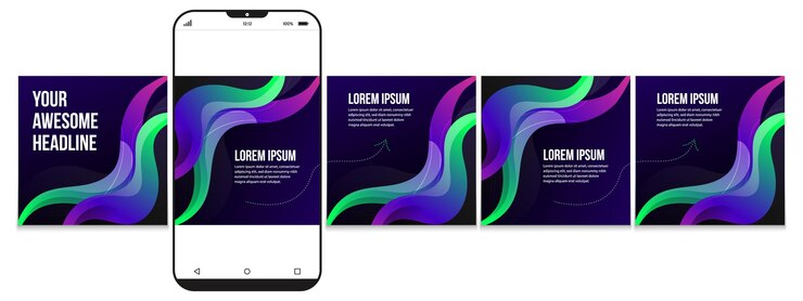 Vector set of linkedin carousel post editable business social media instagram carousel post template
