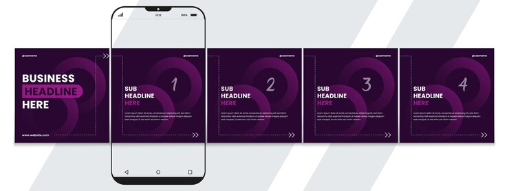Vector set of linkedin carousel post editable business social media instagram carousel post template