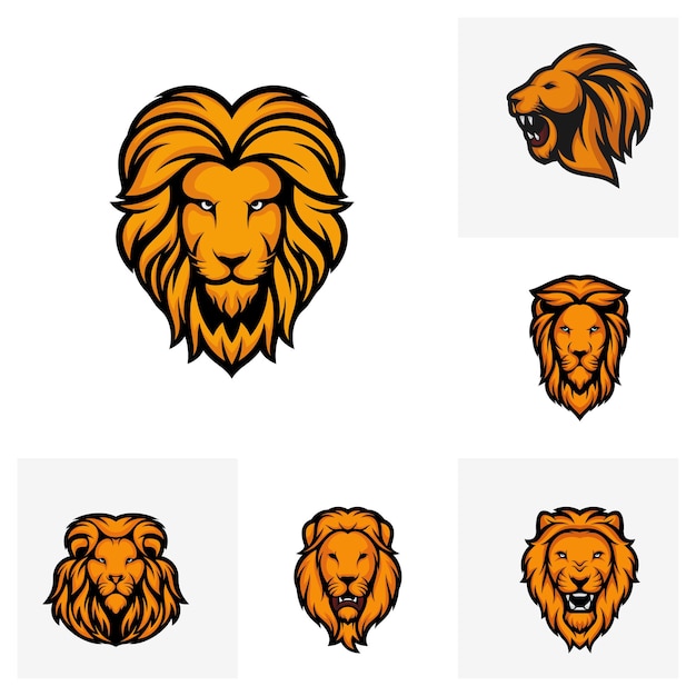 Set of lion logo design vector lion logo template illustration