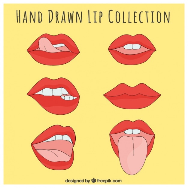 Vector set of lips with sensual gestures
