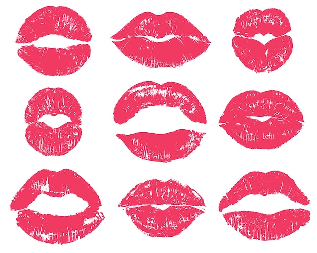 set of Lipstick kiss isolated on white