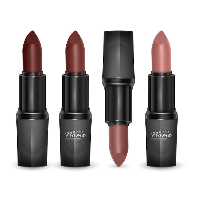 Set of lipsticks of colors from brown to bodily, lipsticks