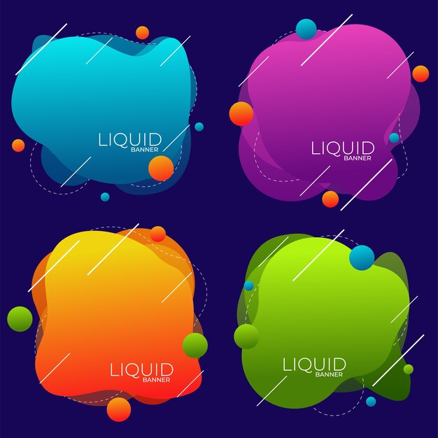 Set of liquid color abstract geometric shapes