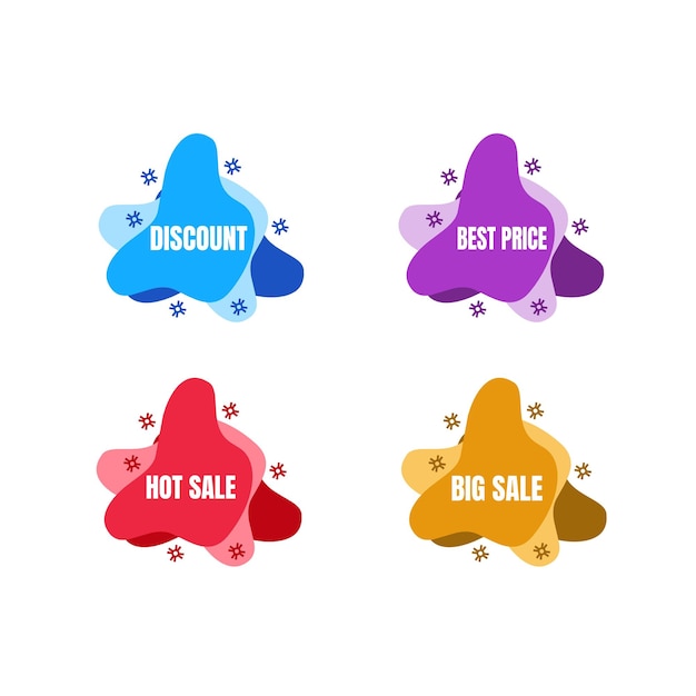 Set of liquid color abstract geometric shapesLiquid Sticker Discount label Price Promotion Design