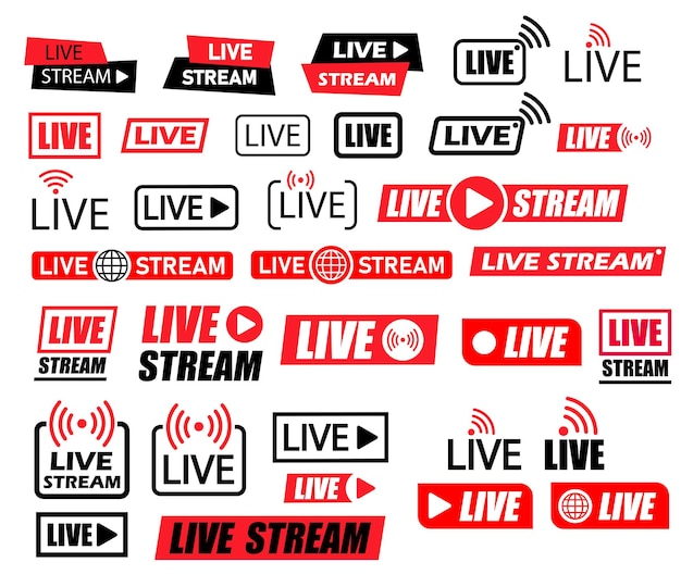 Vettore set di icone vettoriali per frame in streaming live