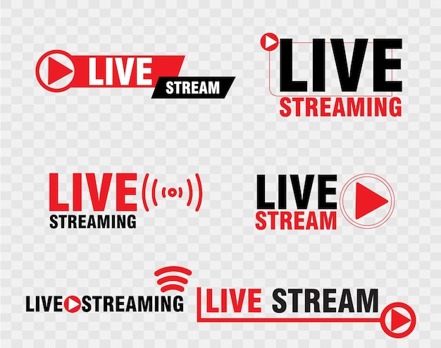 Set of live streaming icons and video broadcasting