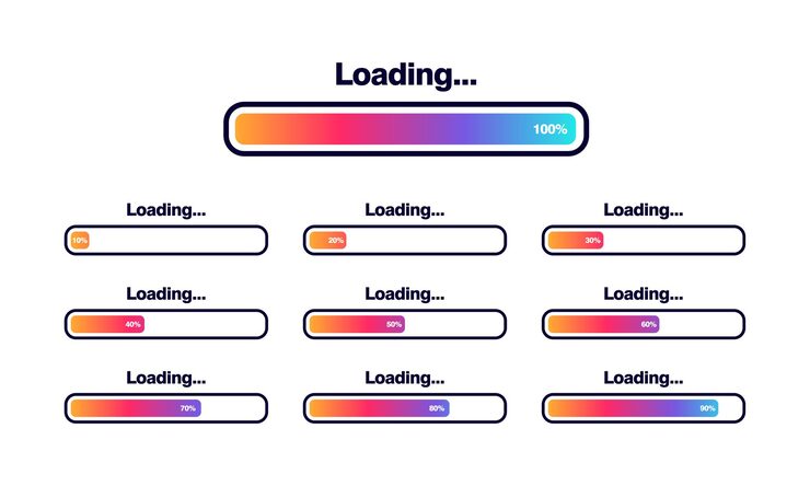 Vector set of loading bar vector illustration. progress visualization. loading status collection. web design elements, loading infographic vector template