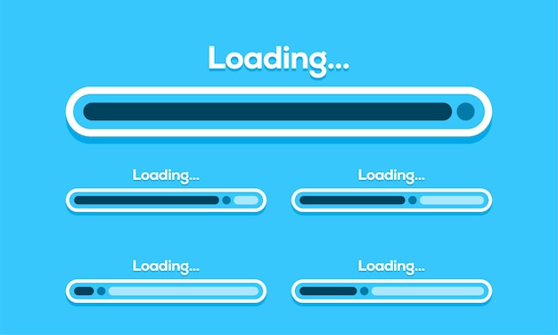 Set of loading bar vector illustration. progress visualization. loading status collection. web design elements, loading infographic vector template