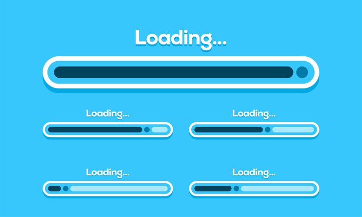 Vector set of loading bar vector illustration. progress visualization. loading status collection. web design elements, loading infographic vector template