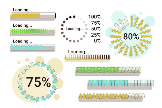 Set of loading bars. loading bar for web interfaces. template.