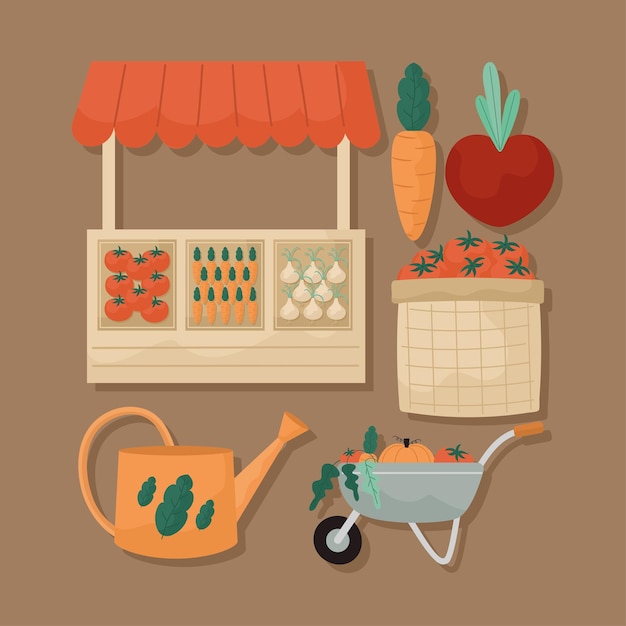 Vector set of local market items