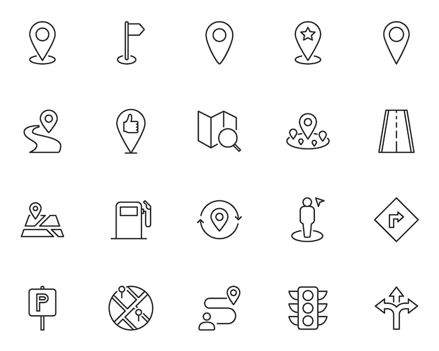 Set of location icons destination navigator