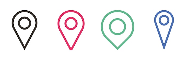 Vector set of location pin icons outline vector illustration design