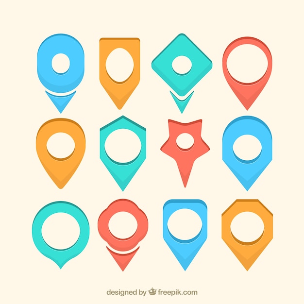 Set of locators with different shapes
