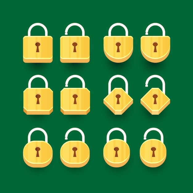 Vector set of lock icons design illustration