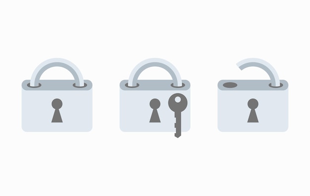 A set of lock icons with keys in different sizes.