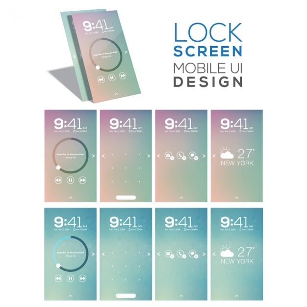 Vector set of lock screens for mobiles