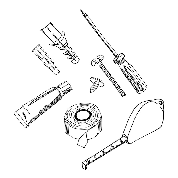 Set of locksmith tools and equipment