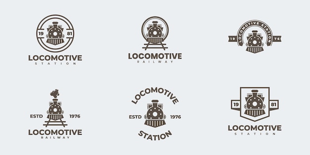 기관차 로고 벡터 일러스트 디자인 기차 로고 템플릿 집합