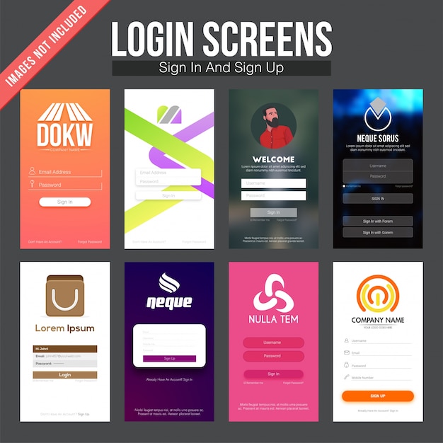 Vector set of login screens with great designs