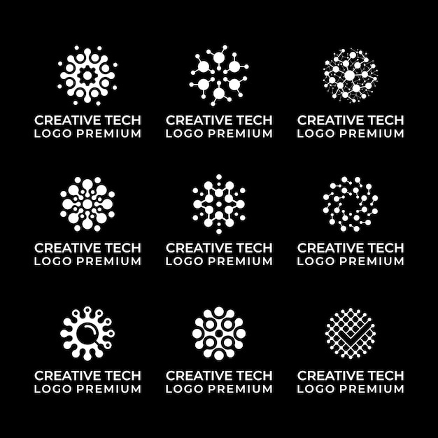 Vector set logo abstract technology modern