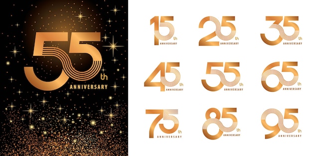 Set of Logo Anniversary logotype design, Celebrate Anniversary Logo multiple line for Congratulation