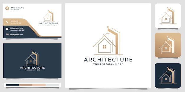 Set logo architectuur lijn concept logo inspiratie met visitekaartje sjabloon branding lay-out