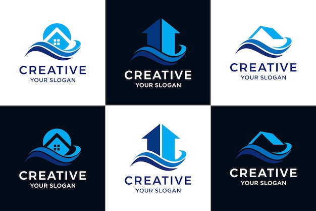 Set logo of coast home logo design template