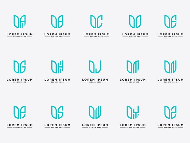 Set logo collection d and etc monogram logo design template