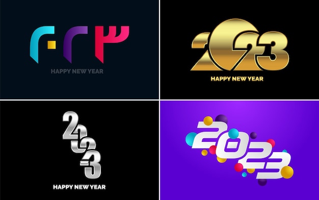 Vector set of logo design 2023 happy new year 2023 number design template christmas decor 2023