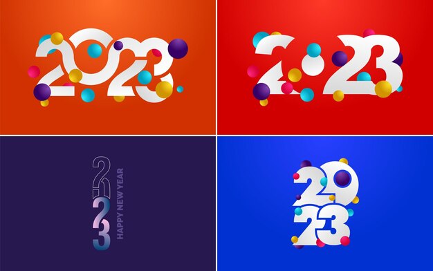 Set of logo design 2023 happy new year 2023 number design template christmas decor 2023