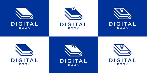 Set logo design book technology digital icon vector inspiration