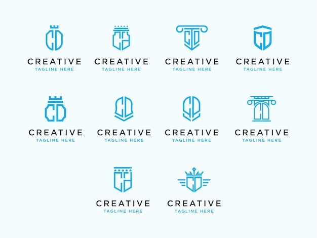 Vector set logo design inspiration for companies from the initial letters cd logo icon. -vectors