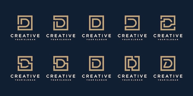 Set of Logo design letter D with Square style.