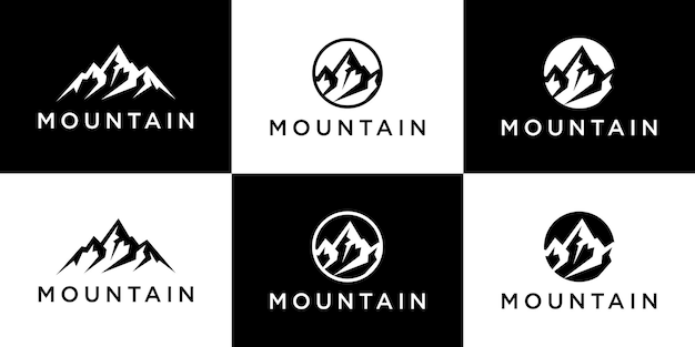 Impostare logo design montagna icona ispirazione vettoriale