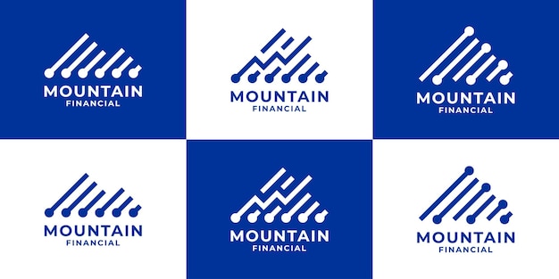 Impostare logo design tecnologia di montagna grafico finanziario freccia moderno vettore ispirazione illustrazione